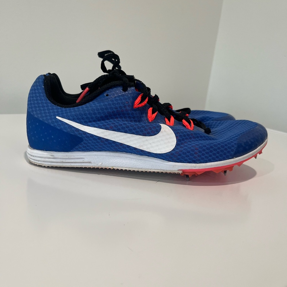 Nike Rival D Distance Blue Track Shoes with White and Pink Accents